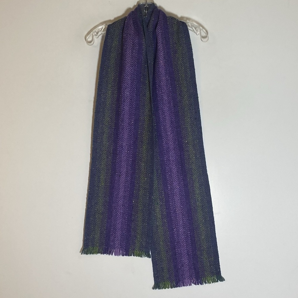 Aran Sweater Market Scarf Womens One Size‎ Purple Green 100% Wool Made Ireland